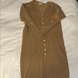 Wilfred Button-Front Long Knit Dress - Brown